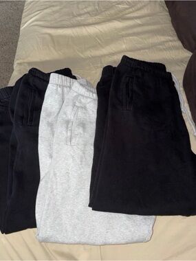 3 Pairs- Lily & Lottie- Women's Black & Light Gray Jogger Sweatpants -